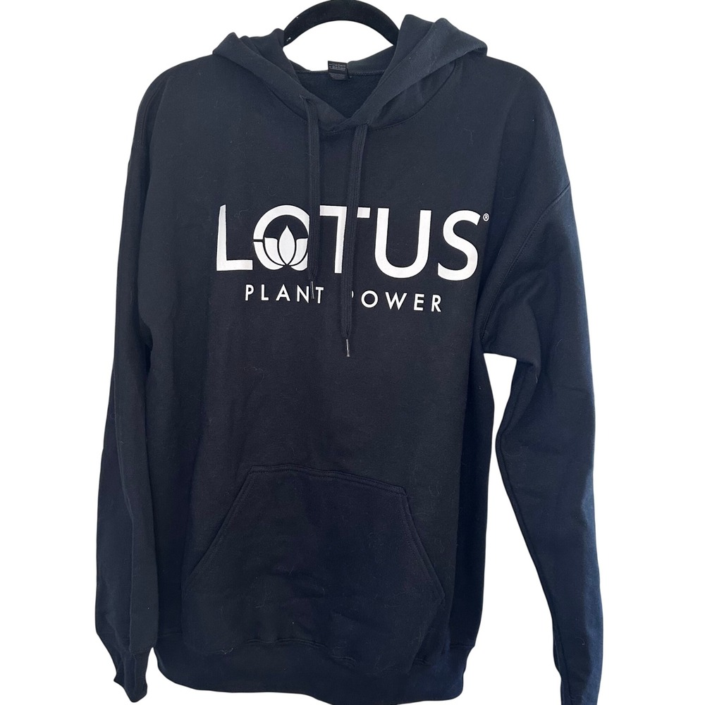 Gildan Black Lotus Plant Power Hoodie Sweatshirt Mens Medium Cotton Blend